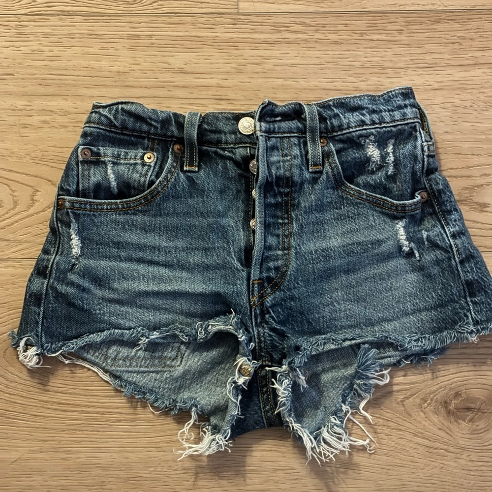 Levi's 501s Blue Distressed Jean Shorts